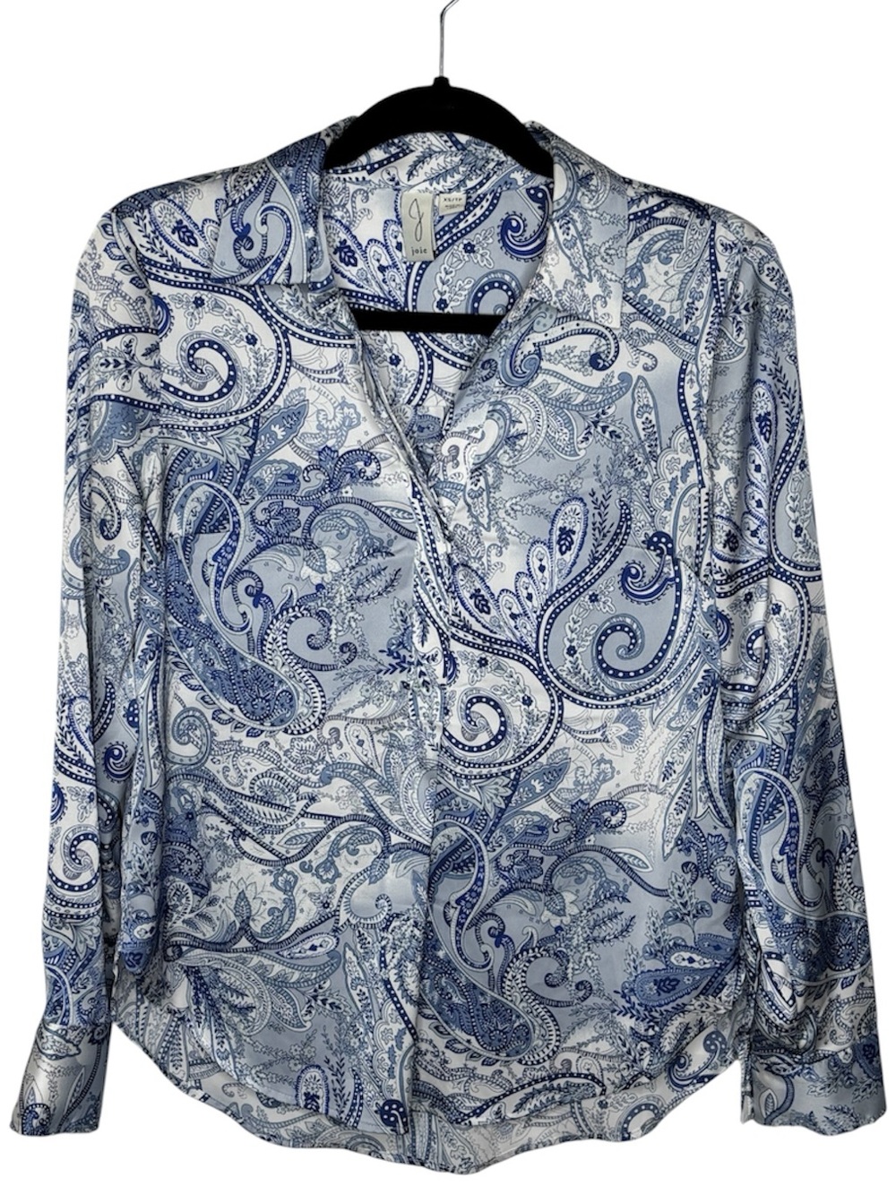 Joie by Anthropologie Blue & White Paisley Blouse Sz XS 1/4 Button Down Collared